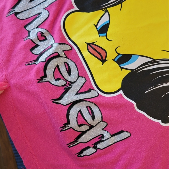 Looney Tunes branded. Tweety "WHATEVER" Pink t-shirt women's plus 3X - Picture 6 of 9